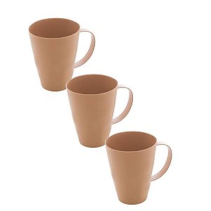 Caneca Lines Mostarda De Bambu PP 450ml 220294 C/3Unid Lyor