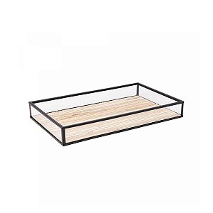 Bandeja de Metal Preta C/ Palha 15cm x 25cm x 3cm 5627 Lyor