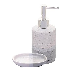 Kit Saboneteira Degradee Cinza de Cerâmica C/2 Peças 220415 Lyor