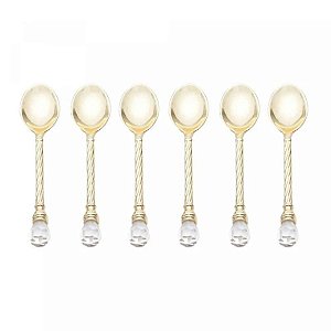 Colher de Café Zamac C/6 Crystal Dourado 11cm 3127 Lyor