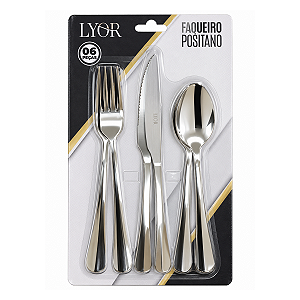 Faqueiro 6 Peças Positano Aço Inox 2 pessoas 220144 Lyor