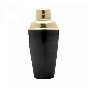 Coqueteleira de Aço Inox Preta e Dourada 500ml 1969 Lyor