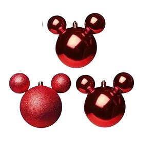 Bola Natalina 8cm Mickey Vermelha C/4un 1718643 Cromus