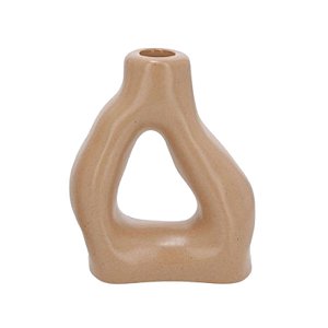 Castiçal Porta Velas Em Cerâmica Marrom 13,5x11x5,5cm 19144-P Mart