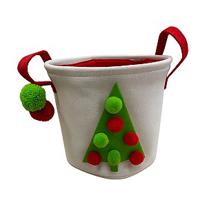 Cesto Natalino Arvore C/ Pom Pom 26cm C/1UN 1057080 Cromus