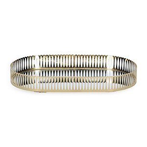 Bandeja Em Metal Dourado Espelhado 4x32,5x18cm 19584 Mart