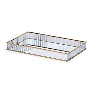 Bandeja Dourada Em Metal E Vidro P 4x23x14cm 19602 Mart
