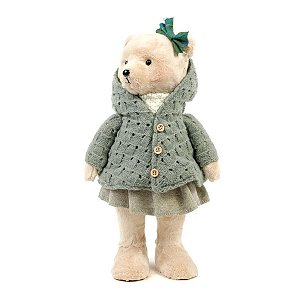 Urso Natalino Verde Xadrez C/ Casaco 40cm 1052168 Cromus