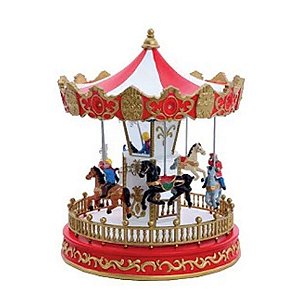 Carrosel Natalino Vermelho 23,5cm 1113935 C/Movimento Cromus