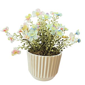Mini Vaso Branco Com Flor 9x10cm