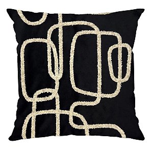 Almofada Luxor Black White 330 Bordado 50x50cm Belchior