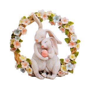 Guirlanda Decorativa Coelhos Flower 26x25x9cm 1038137 Cromus