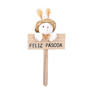 Placa Feliz Pascoa Laranja 37x16x7cm 1066706 1Un Cromus