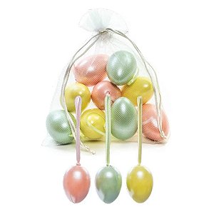 Saco Mini Ovos Páscoa  4cm Decorativos Cintilante Jg C/9 1823782