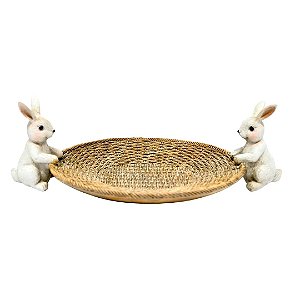 Prato Decorativo La Belle C/Coelhos 1030979 9x26x15cm
