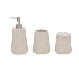 Kit Para Banheiro Saboneteira, Copo, Porta Algodão Mart 19162