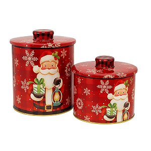 Pote Porta Mantimentos Papai Noel De Metal C/2 Unid 1068801