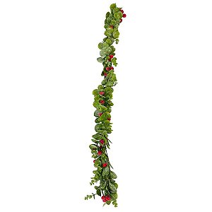 Galho Barry Folhas e Azevinhos 120cm C/1Unid 1092326