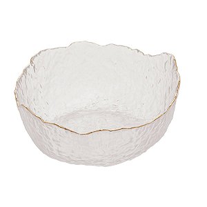 Prato Bowl Taj Vidro Martelado C/Borda Dourada 19x10cm 28954 Wolff