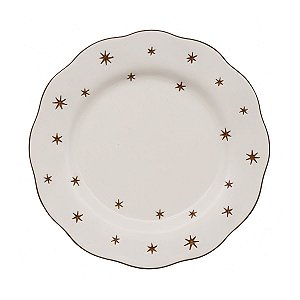 Prato Natalino P/ Sobremesa Estrela Dourado 21cm 1Unid MP1755