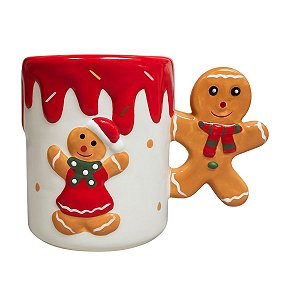 Caneca Natalina Ginger Vermelha 9cm C/1Unid  MP945