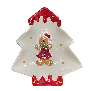 Petisqueira Noel Branca/Vermelha 18cm MP949
