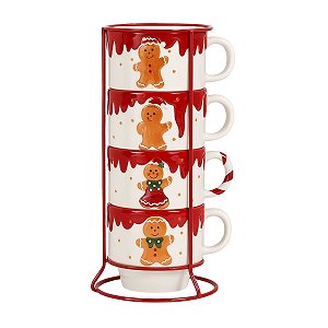 Caneca Natalina Ginger Marron 7cm C/4Unid MP946