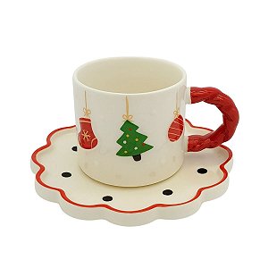 Caneca Natalina Xicara e Pires 9cm C/1UN MP1500