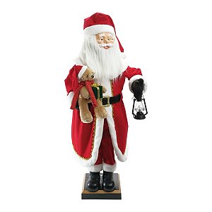 Papai Noel Decorativo C/ Urso Som/Movimento 110cm 1083830