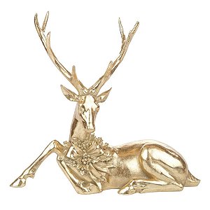 Rena Dourada Natalina Deitada 29,5x11x27cm C/1unid 1089915