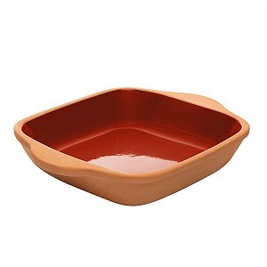 Refratário Quadrado Maia Cerâmica C/ Alça Terracota 34x28x6cm 18262