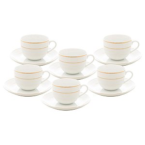 Xícara DeChá Monaco 220ml C/Fio De Ouro Porcelana CJ6