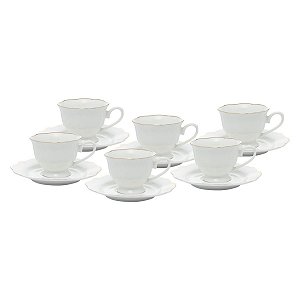 Xícara De Café Maldivas 80ml C/Fio De Ouro Porcelana CJ6