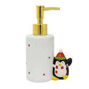 Saboneteira Natalina Dispenser Pinguim 18cm RS1911