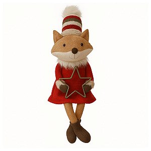 Boneco Natalino Raposa com LED Vermelha 50cm C/1unid BT3115