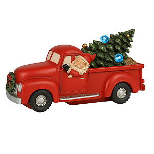Caminhonete Natalina Em Resina  C/Led 17cm 1039167 Cromus