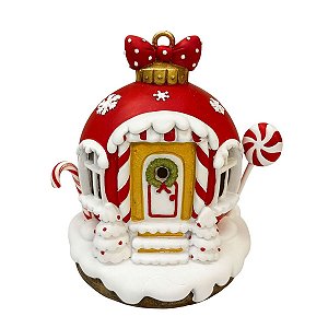 Casinha Natalina De Doces C/LED 14cm 3AAA 1unid RS3759