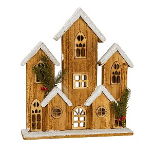 Casinha Natalina De LED Madeira 29cm 1unid CA300