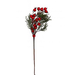 Galho Com Frutas Verde e Vermelho 74cm 1Unid EN3996