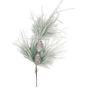 Galho Natalino Nevado Com Pinhas Grande 55cm C/1Unid