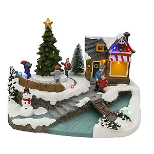Cenario P/ Vila Natalina Patinação Led E Mov 20x12cm 3AA VI403