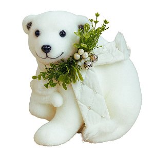 Boneco Natalino Urso Com Filhote Branco 22cm C/1unid BC3364