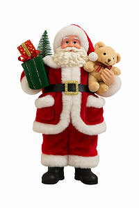 Papai Noel Colecionável C/ Urso 28cm