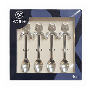 Colher P/ Cha Prata Cat Em Aço 4Pçs Wolff