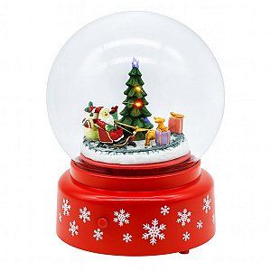 Cenario P/ Vila Natalina Globo De Água Papai Noel LED Som e Neve 18cm 1Unid