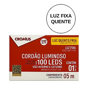 Pisca Pisca Luz Fixa Amarela 100L 5m 127v 1UN 1201253 Cromus