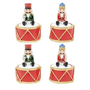 Pingente Natalino Tambor Soldadinho de Chumbo 10x5,5cm 4Un