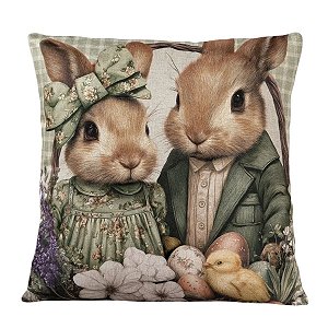 Almofada De Páscoa Rustic Line Casal Coelho 499171 40cm