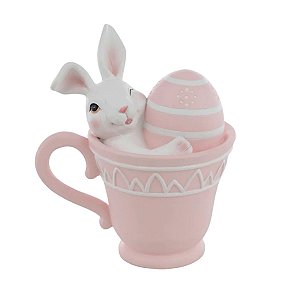 Coelho De Pascoa Tea Party Na Caneca Rosa 15cm 1094503 1Unid