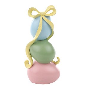 Porta Velas De Pascoa Pastries Ovo Colorido C/ Laço 21x8cm 1067836